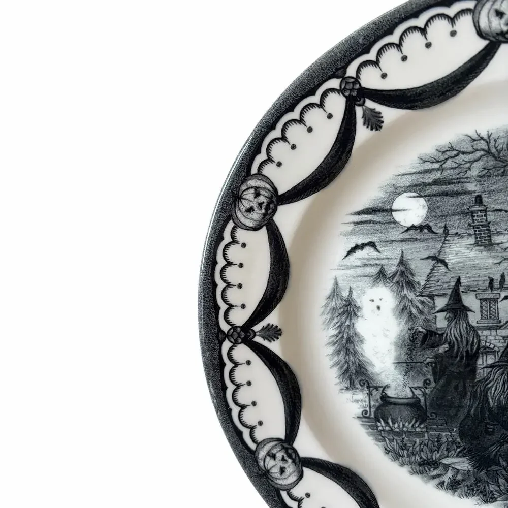 Royal Stafford Halloween Wicked Witch Dinner Plates 11in Porcelain Set of 2 New